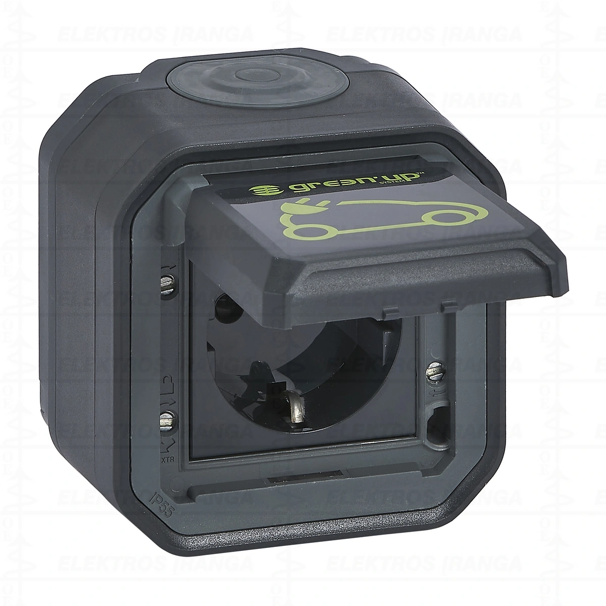 Rozetė / lizdas ELECTRIC VEHICUL EV SCHUKO 2P+E IP55 16A ANTHRACITE push-in virštinkinis