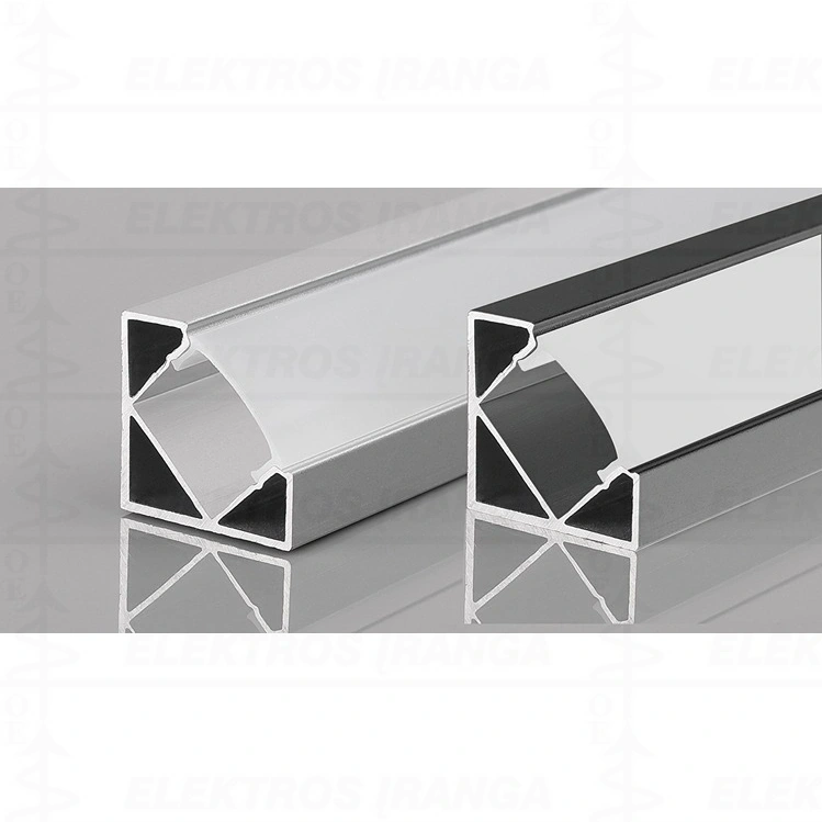 PROFILE-C1virštinkinis kampinis aliuminis profilis su matiniu reflektorium LED juostai SILVER spalva 18x18mm max juostos plotis 12mm 2m=1vnt. (su 2x dangteliai, 3x laikikliai)