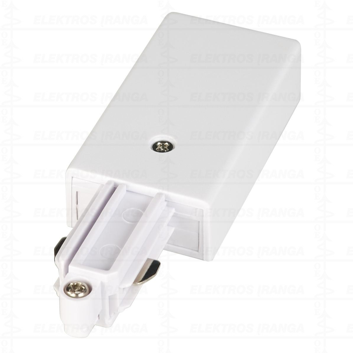 Feed-in for 1-circuit track, surface-mounted, white, earth left