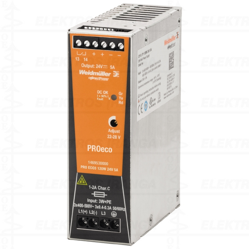 PRO ECO3 120W 24V 5A maitinimo šaltinis trifazis