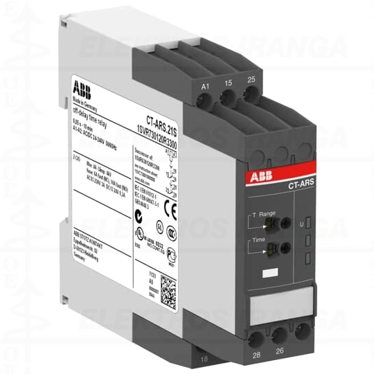 ABB CT-ARS.21S LAIKO RELE DELAY OFF be maitinimo (True OFF) 0,05 s ... 10 min, 2CO 24-240VAC/DC