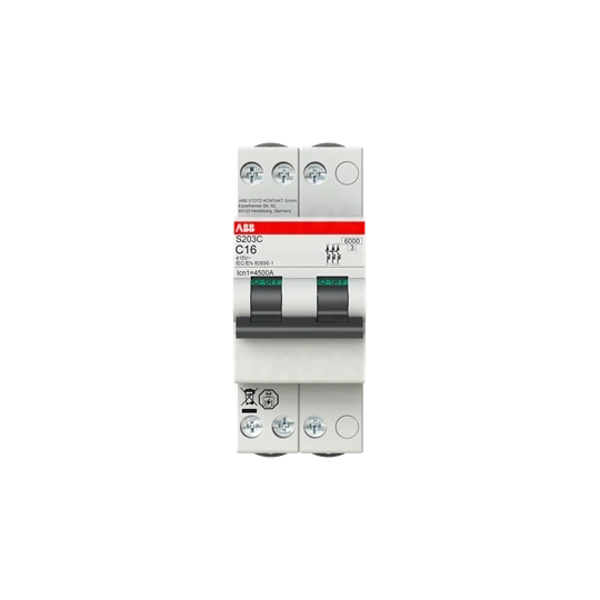 S203C-C16 Miniature circuit breaker - 3P - C - 16 A, 2 mod.