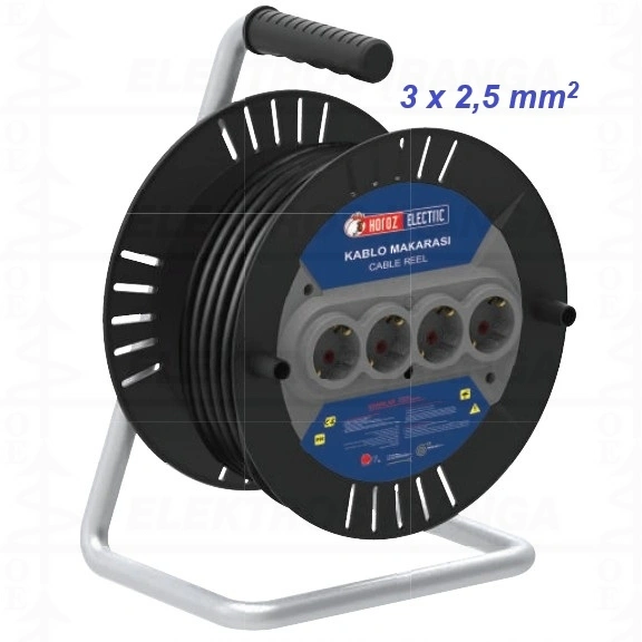 TEB ROLL 1 prailgintuvas ritėje, su 4 SHUKO lizdais / rozetėmis, kabelis 3*2,5mm2 40m (CCA)