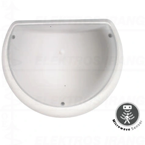 AQUA HALF MOON OPAL 9W 3000K šviestuvas virštinkinis baltas su mikrobangų MWS judesio jutikliu 165-265V LED IP54 250x202x105mm