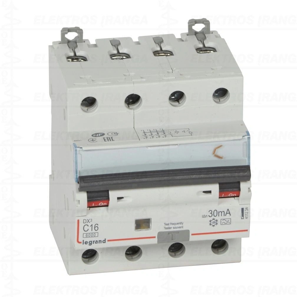 DX3 RCBO 4P C16 A 30mA srovės nuotėkio apsauga 6/10kA