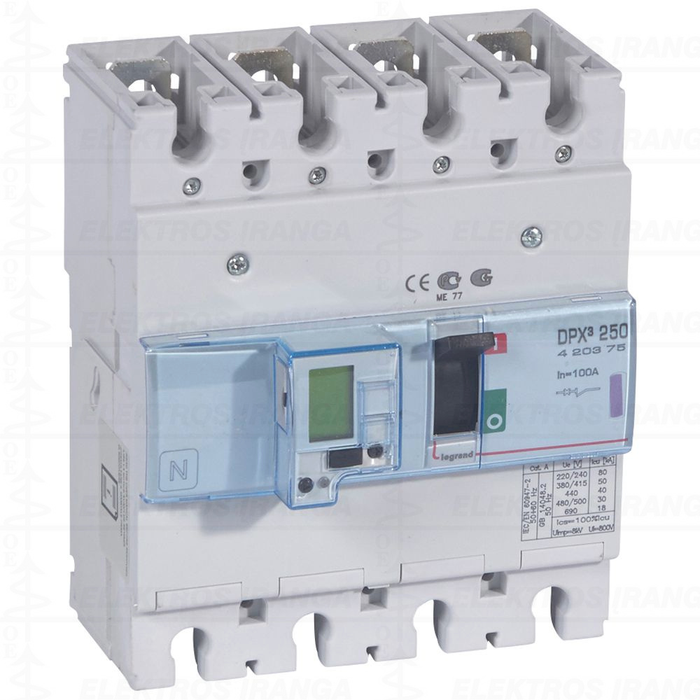 DPX3 250ELE 4P 100A 50kA automatinis jungiklis MCCB