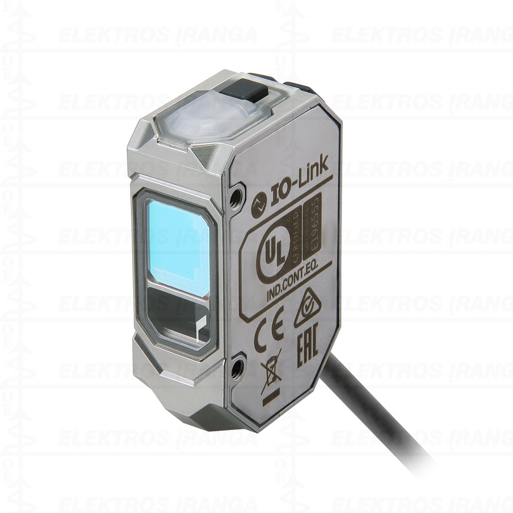 Foto jutiklis difuzinis CMOS programuojamas, 35-500mm, ner. plienas, spec. danga, infrared lazeris class 1, taškinis spindulys, PNP L-On/Don, IO-Link