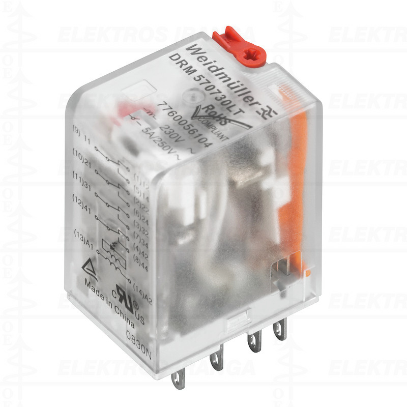 DRM570524LT/4CO/24V AC relė su LED, vėliavėlė