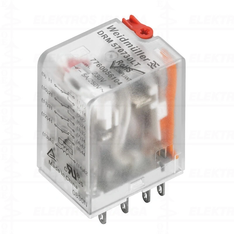 DRM570730LT/4CO/230V AC relė su LED+vėliavėlė