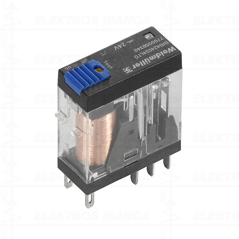 DRI424024LTD relė 2CO, 24 VDC, 5A, LED, TEST, DIODAS