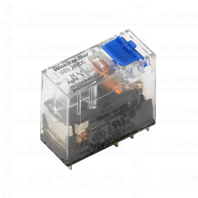 RCI484AB2 relė 2CO, 12V DC, 8A, diodas, TEST+LED