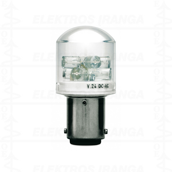 BA15D24LB lempute LED balta 24VDC/AC