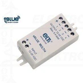 Reguliatorius apšvietimui, belaidis eBLUE MULTI4 4 kanalai PWM RGB DIMM 12/24VDC 72/144W BLE bluetooth suderinamas su CASAMBI App