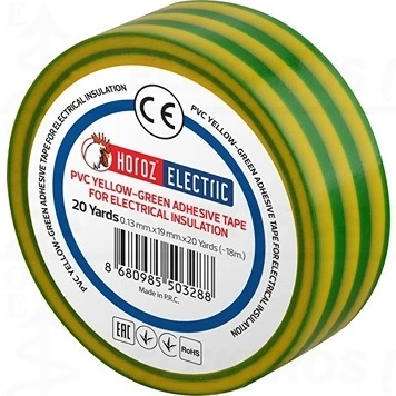 Geltona / Žalia Soft-PVC-Film izoliacija lipni 19mm x 18m elektros instaliacijai