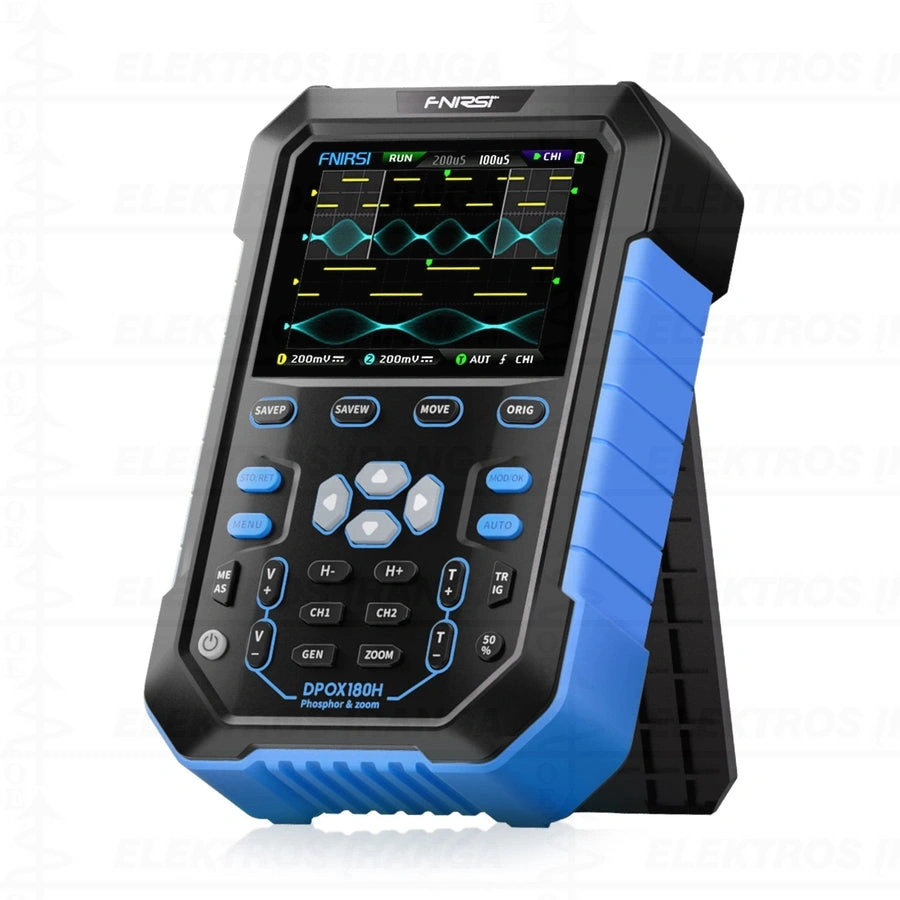 Osciloskopas 2CH 2.8" nešiojamas mygtukinis 2-IN-1 180MHz su DDS generatorium, AUTO trigger adaptacija, Digital Phosphor Technology, integruotos įkraunamos 3000mAh ličio baterijos