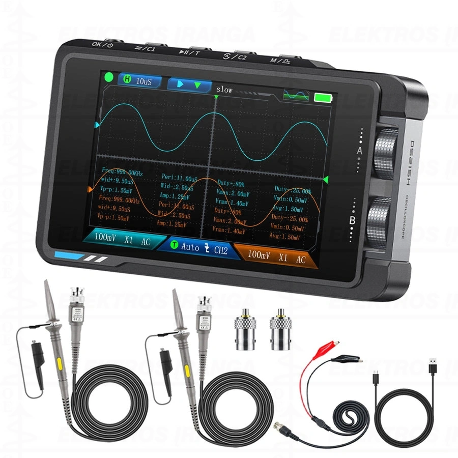 Osciloskopas 2CH 3.5" 2-IN-1 50MHz su DDS generatorium, komplekte su dviem matavimo zondais