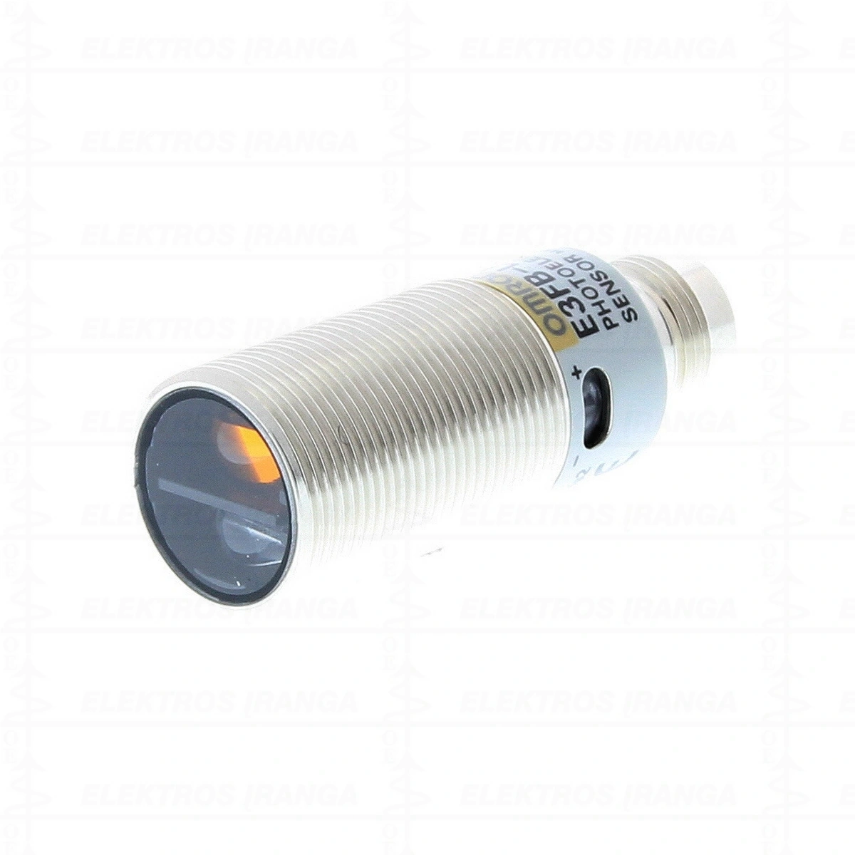 E3FB-LP22 Fotojutiklis, difuzinis 200mm BGS,raud. LED, M18 metalinis, 24VDC PNP, L-ON/D-ON, M12 jungtis