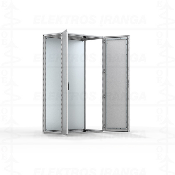 Metalinis skydas 1800x1600x400 IP55, su mont.plokšte, be šonų, 2-jų durų