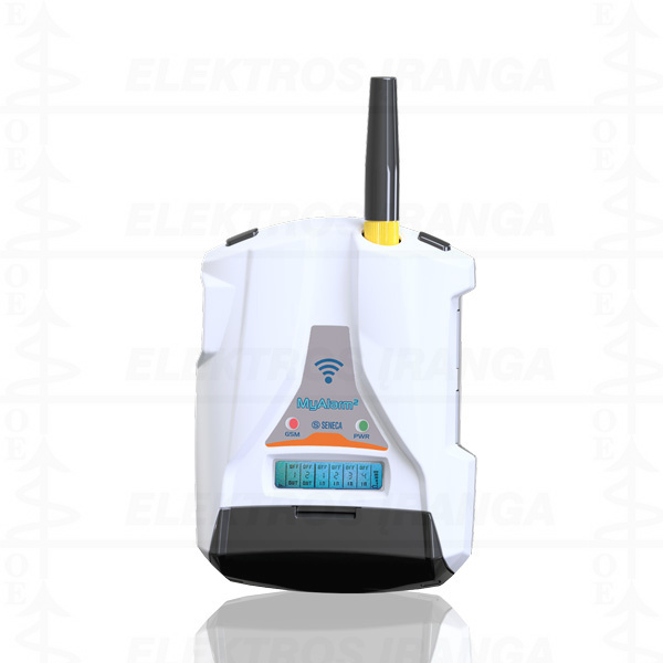 MyAlarm2 modemas GSM(SMS)/GPRS(e-mail) su įgarsinto skambučio funkcija, 4DI, 2AI, 2DO su matinimo bloku 12VDC/230VAC ir integruotu akumuliatorium