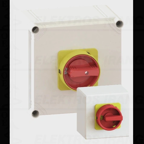 Paketinis jungiklis plastiko ASA-PC dėžutėje 32A, 6P+NO+NC, OFF-ON R/G 11kW, IP65, 115x115x162