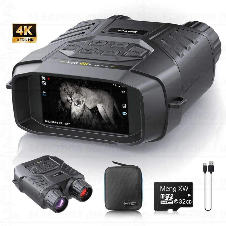Naktinio matymo binokuliarinė video kamera 4K HD infrared 6x skaitmeninis priartinimas su įrašymu į SD