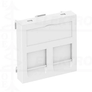 Dangtelis/laikiklis duomenų 2 vnt lizdams - pajungimo tipas C,  45x45mm, PC, baltas, RAL9010, su užuolaid. DTG-2C RW1