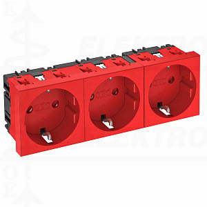 Kištukinis lizdas trigubas raudonas 250V, 10/16A, PC, raudonas, RAL3001  STD-D0 SRO3