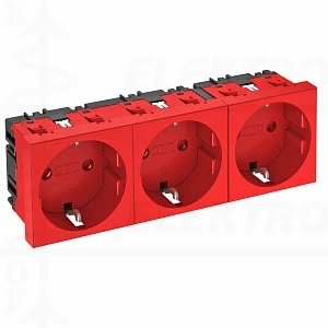 Kištukinis lizdas trigubas raudonas 250V, 10/16A, PC, raudonas, RAL3001 STD-D0 SRO3