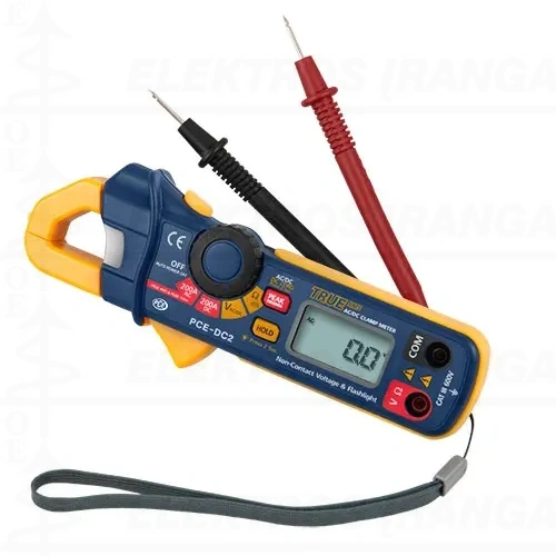 Srovės matavimo replės 0..200A AC/DC, V, Ohm, Continuity, NCV, prožektorius