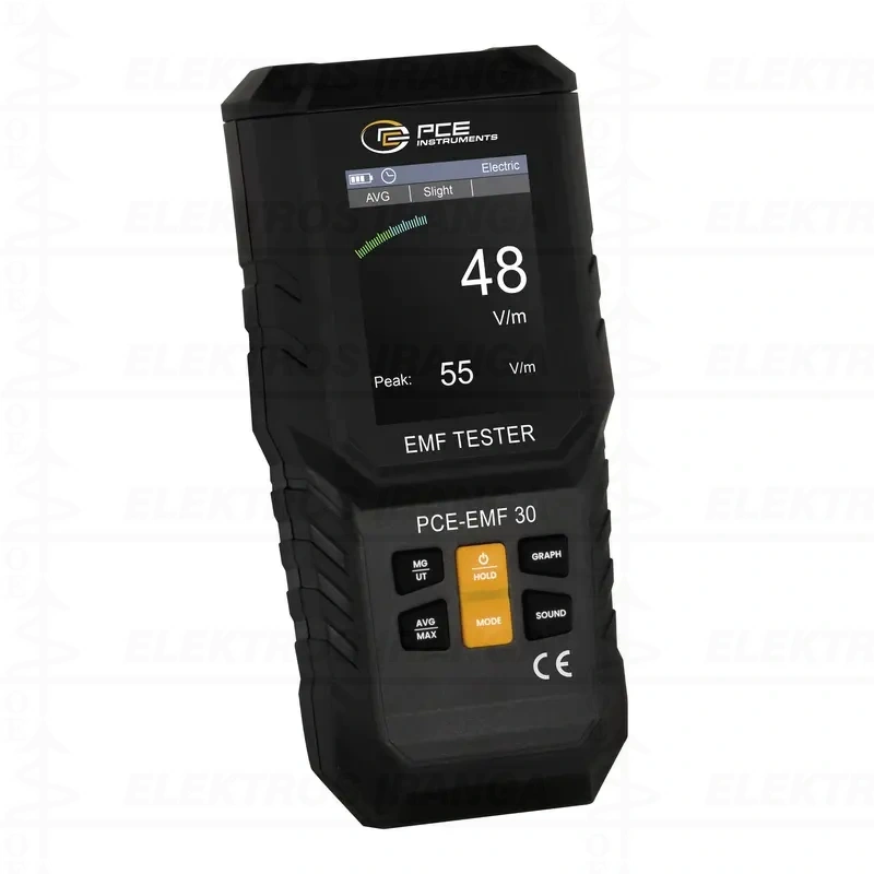 Gauss Meter PCE-EMF 30 mobilus prietaisas tiesioginio magnetinio lauko stiprumo matavimui iki 999,9 mG. Gausmetro režimai EF / RF / MF .