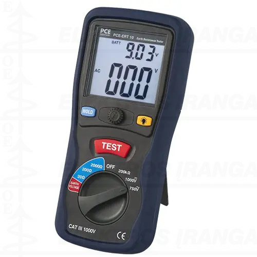 Įžeminimo varžos matavimo prietaisas, trijų laidų principas iki 2000 Ohm, su 4vnt. matavimo elektrodais ir 15m laidais