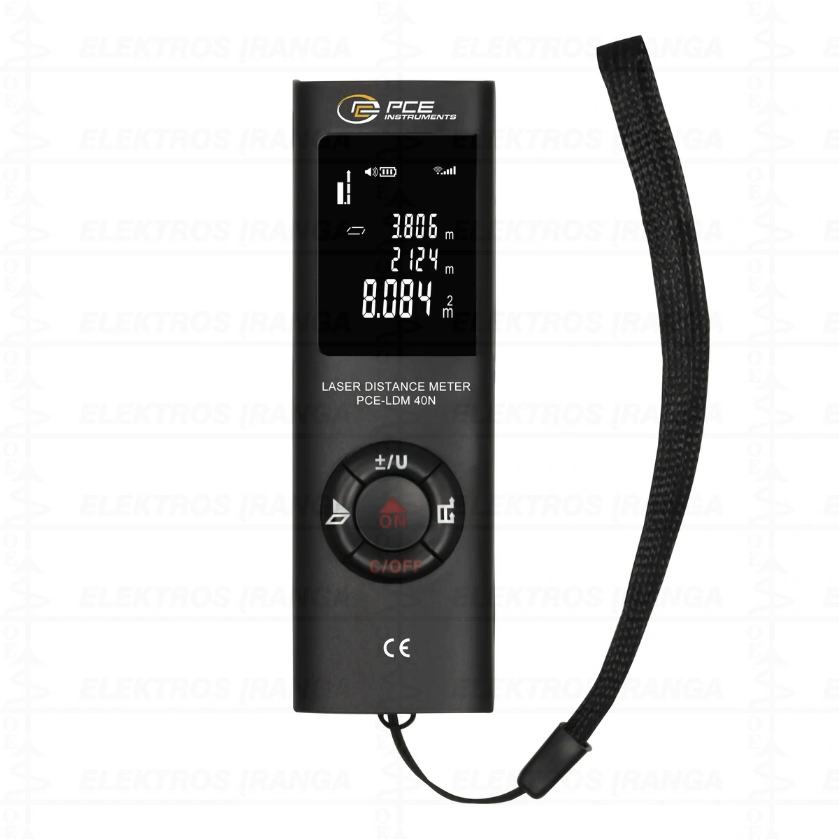 Lazerinis atstumo matuoklis 0,05..40m (s.geba 1mm), Pitagoro funkcija, išmatuotų verčių sumavimas, ploto ir tūrio funkcijos, IP54