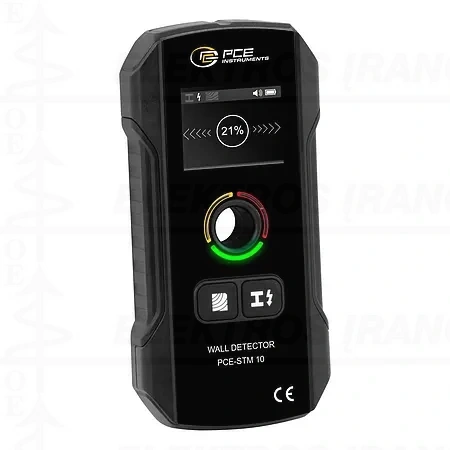 PCE-STM 10 Paieškos lokatorius aptinka metalą, medines sijas ir aktyvius elektros laidus, vandeniu užpildytus vamzdynus / garsinis ir vizualinis signalas / spalvotas LED ekranas / trys jautrumo pakopos / automatinis kalibravimas