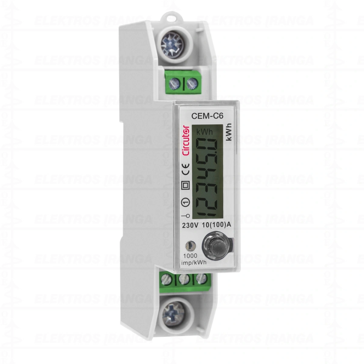 Energijos skaitiklis 1mod. CEM C6 + RS485 ModBus RTU, 1P max 100A, V,A,kW,kVA,kWh,kVAr, cos(fi)
