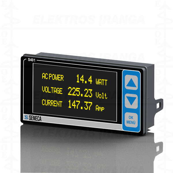 OLED displejus 2,7’ 168 x 64 pix ModBUS RTU 1-3 eilučių iki 20 signalų +10 skaičiavimo reikšmių indikatorius 96x48x40 mm 10-40 Vdc / 19-28 Vac