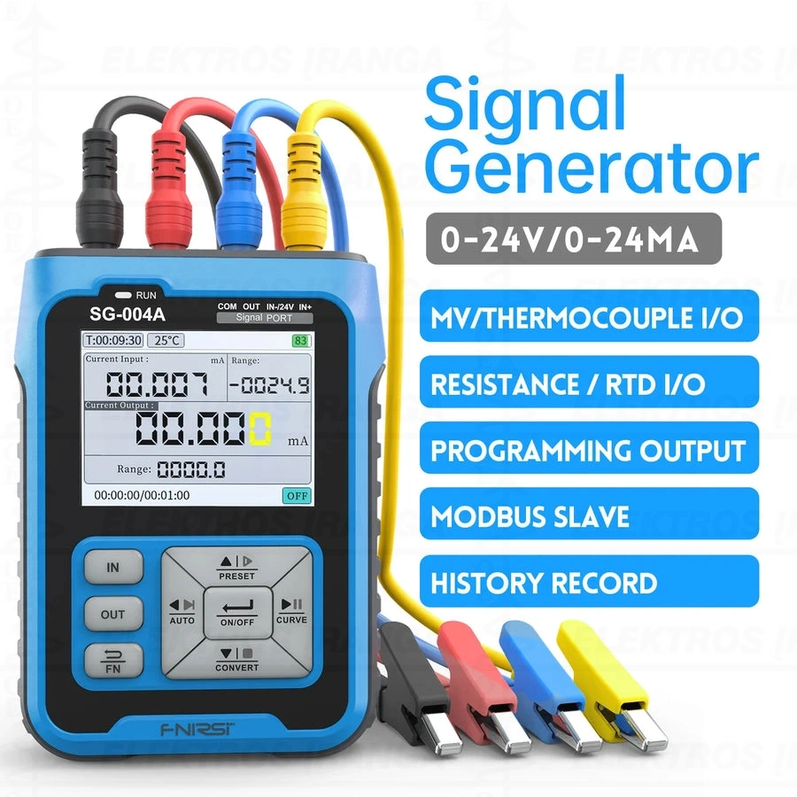 Valdymo signalų generatorius / multimetras / kalibratorius / programuojamas imitatorius mA,V, mV, Hz TC-S/B/E/K/R/J/T/N/WRe, PT100, CU50, ModBus-Slave, generavimo / matavimo grafikas