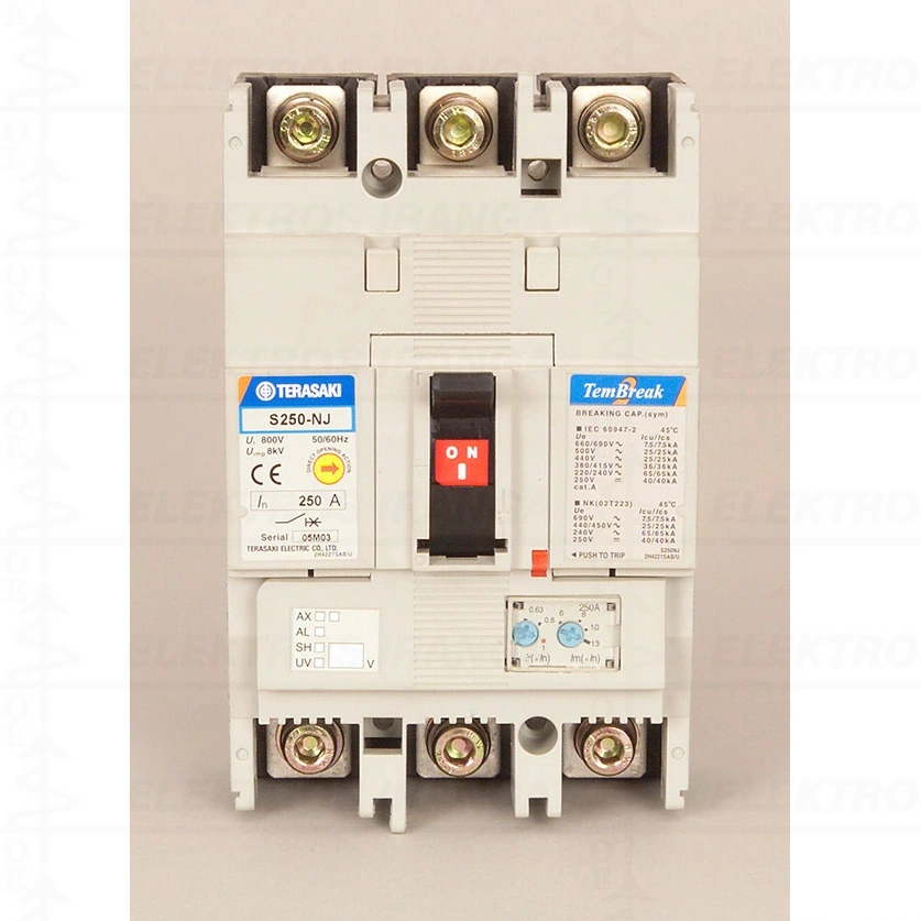 S250-NJ 250A 3P 160-250A FC MCCB Std Type 36kA automatinis jungiklis