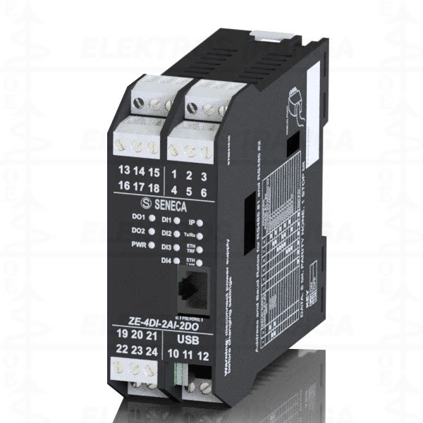 I/O modulis su Ethernet Modbus TCP/IP+ RTU, WebServer, 4DI, 2AI, 2DO , maitinimas 24VAC/DC,